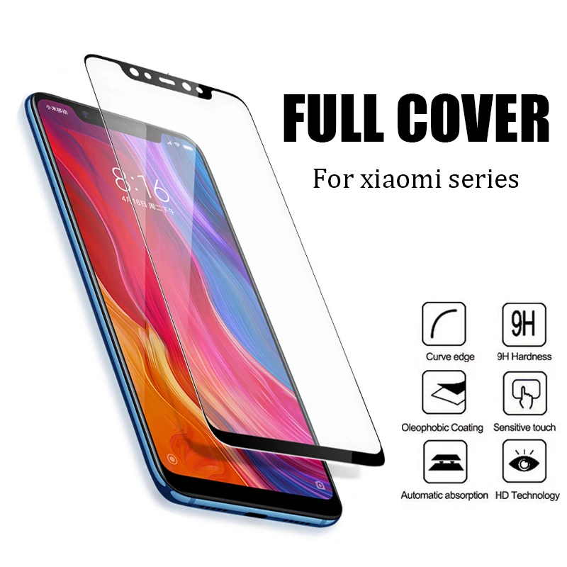 Full cover Tempered Glass for xiaomi mi a1 screen protector 8 8se a2 6 6x xiomi xiami mi6x mi6 mia1 mi8 mi8se film | Мобильные