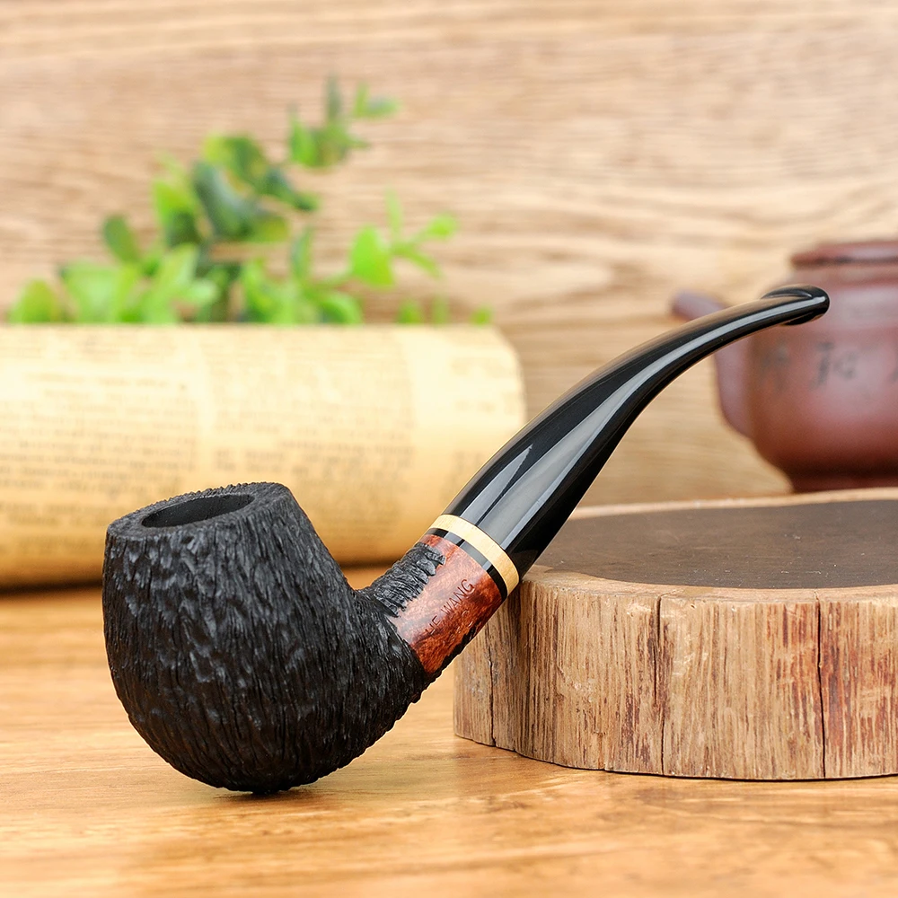 

Traditional Bent Briar Pipe Handmade 9mm Filter Tobacco Pipe Random Engraved Briar Wood Pipe Smoking Pipe free tools gift set
