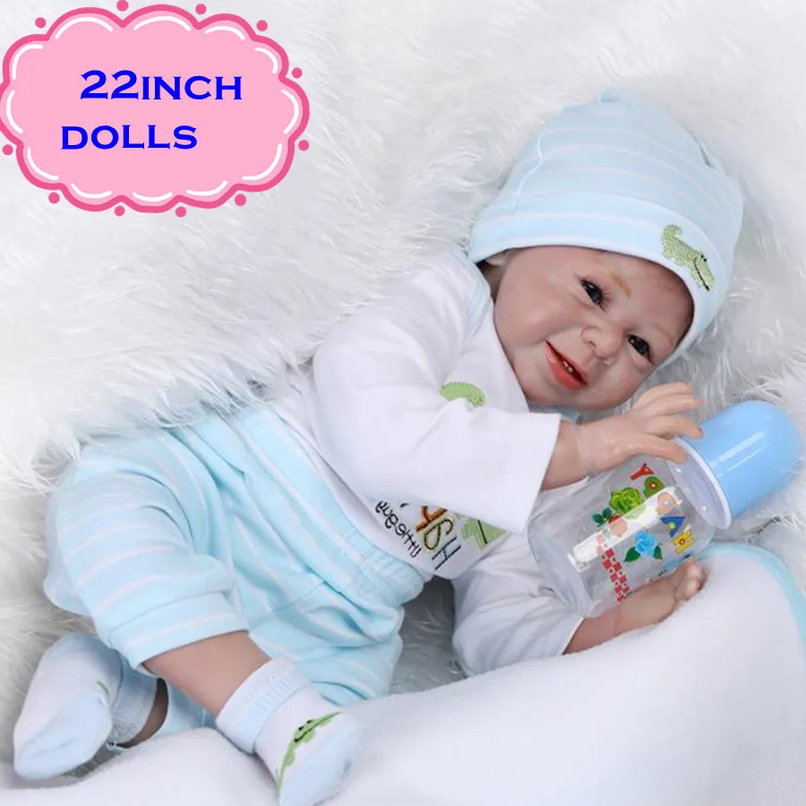 Новые 22-дюймовый прекрасный и Best подарок npk силикона Reborn Baby Куклы с милой улыбкой натурально игровая Кукла Brinquedos для девочек