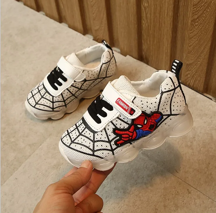 children kids tenis led spiderman shoes for boys girls rubber mesh luminous sneakers baby tenis led kids shoes sneakers