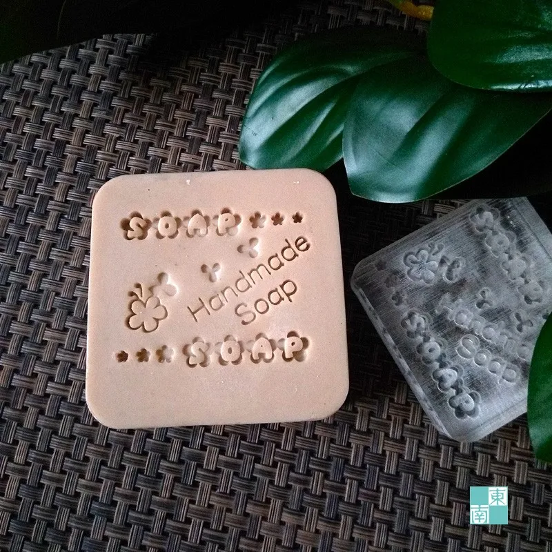 

free shipping natural handmade acrylic transparent soap seal stamp mold chapter mini diy transparent soap patterns organic 0343