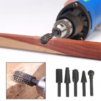 

5pcs Steel Rotary Rasp File 1/4" Shank Rotary Craft Files Rasp Burrs Wood Bits Grinding Power Woodworking Hand Tool