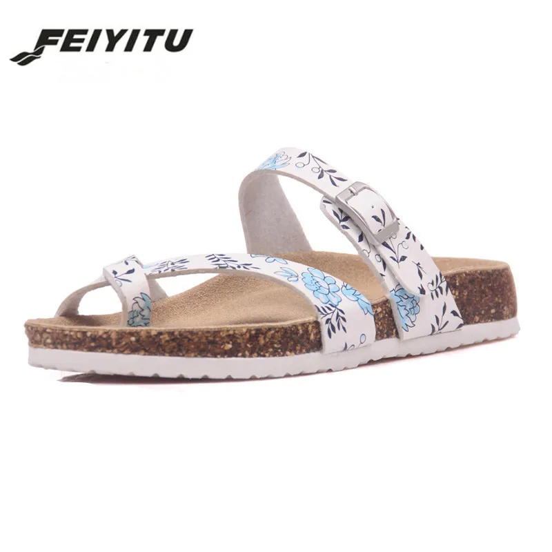 Feiyitu Новинка, модные летние сандалии на пробковой подошве Повседневное Для женщин смешанные Цвет Сланцы туфли на день св. Валентина Zapatos Mujer sandalias размер 35-45