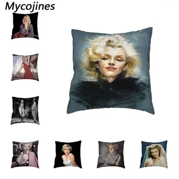 

Hot Sale 45x45cm Cushion Cover Marilyn Monroe Beautiful Girl Stripes Home Bedroom Sofa Decor Polyester Peach Skin Pillow Cases