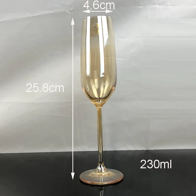 Европейские хрустальные стеклянные бокалы для вина, Золотое Гальванопокрытие, чашка для шампанского, бокал для виски, бокал для бренди, графин для дома, посуда для напитков - Цвет: hampagne glass 230ml