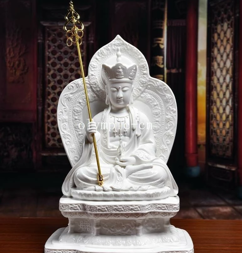 

16'' chinese white porcelain home fengshui buddhism ksitigarbha Bodhisattva