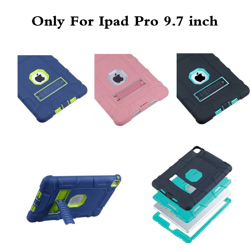 

Case for iPad Pro 9.7 inch Heavy Duty Plastic+Rubber Silicone Cover Case for Apple iPadPro 9.7 Hybrid 3 in 1 with Stand Holder