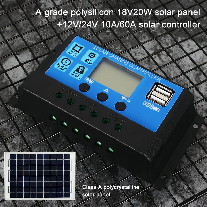 

Solar Charge Controller PWM Solar Controller DIY 20W Mono Solar Panel Solar System Regulator PWM Power Supply