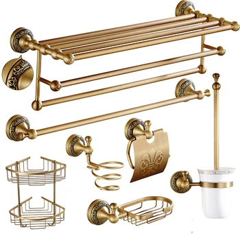 

Antique Carved Copper Bathroom Hardware sets European Brushed Bronze Bathroom Products Bathroom Accessories ok1