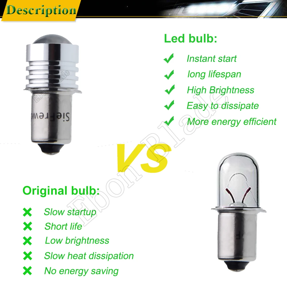 LED 비상 작업 조명 토치, 손전등 램프 교체 전구, 3V, 4.5V, 6V, 12V, 18V, 24V, 한 쌍 P13.5S, PR2, PR3, 3030, 3SMD