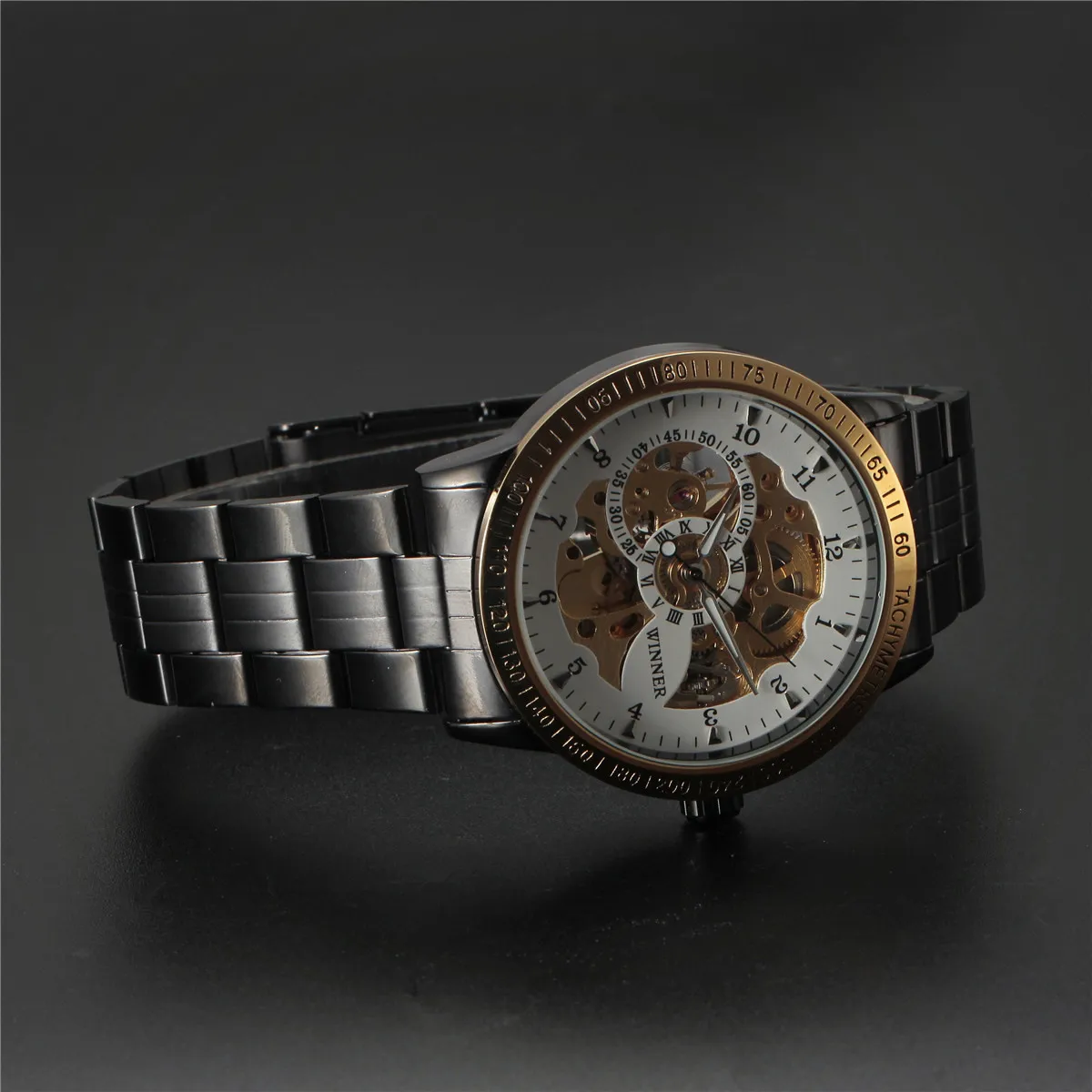 Победитель Топ Элитный бренд механические часы Для мужчин автоматического наручные Нержавеющая сталь Скелет Мода часы мужской стимпанк