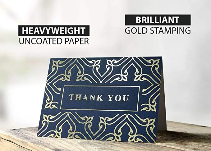  4pcs thank you Cards blank gold foil Notes Cards with envelope 4x6 inch cardstock paper stationery  - 33004183567