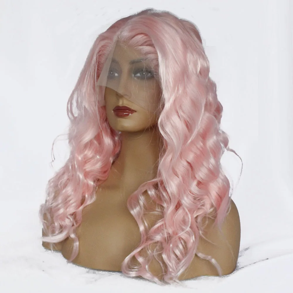 VNICE Пастельные Детские розовые синтетические волосы на кружеве парик для женщин средней длины средняя часть Волнистые Боб вырезать парик