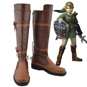 

Anime The Legend of Zelda Link Brown Cosplay Halloween Party Shoes Fancy Boots Custom Made