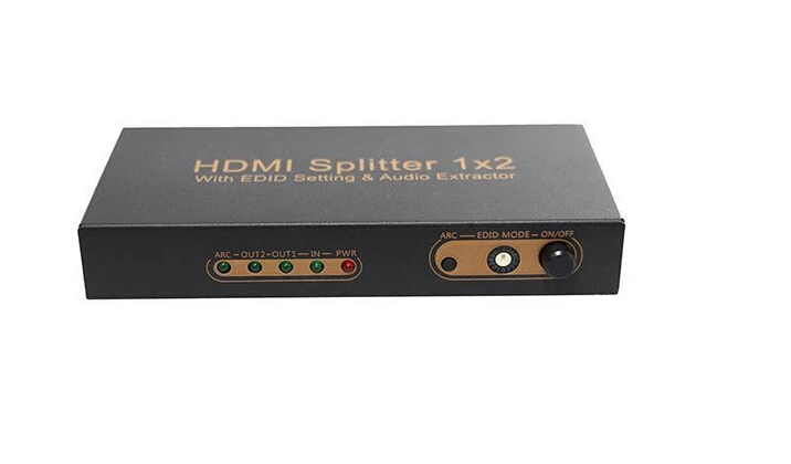 

1x2 HDMI 2 Port HDMI Splitter With  EDID Setting ARC Audio Extractor Supports MHL/HDMI 1.4 /3D /1080p / Full HD 1080P SP07M1