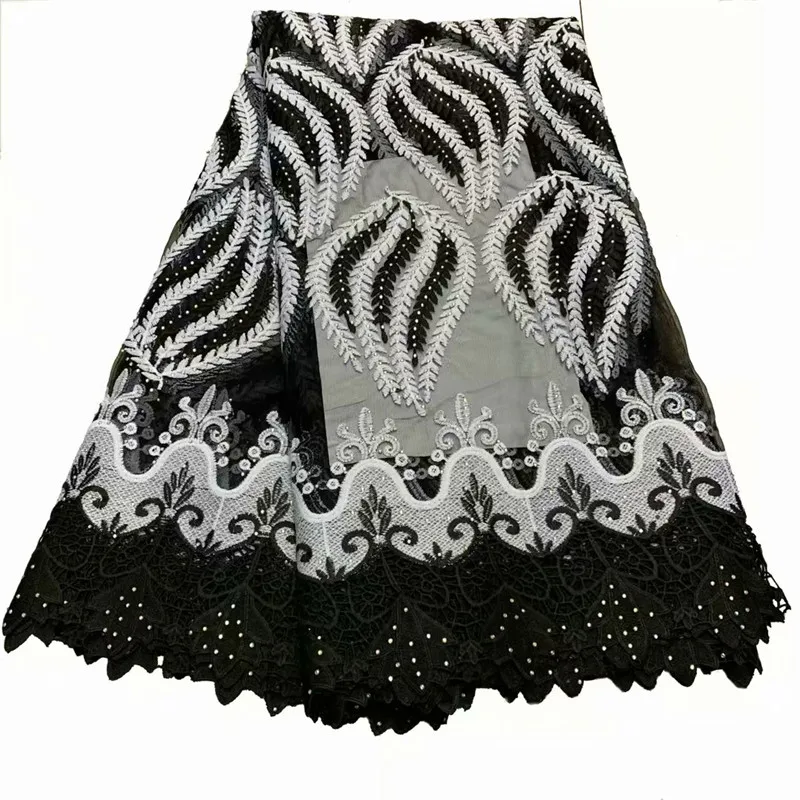 

ZQ!French African lace fabric high quality embroidered Nigerian net lace with guipure lace fabric 5 yards for dress ! P110132