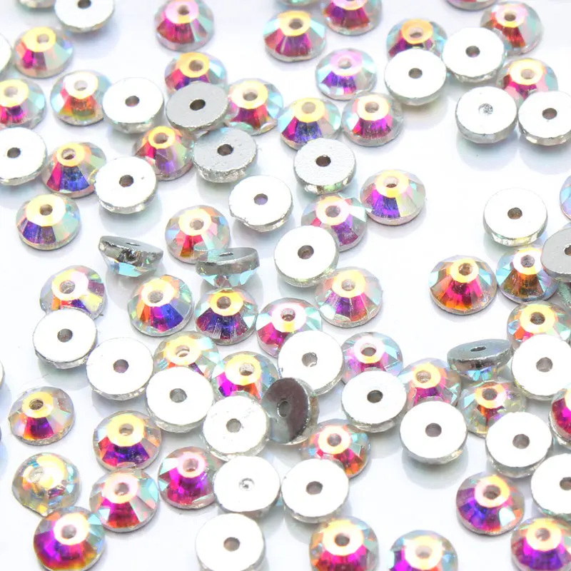 Стразы для шитья, кристально чистые, со средним отверстием, стеклянные камни 3 мм-8 мм, Стразы для шитья, для одежды - Цвет: Mid-hole CrystalAB