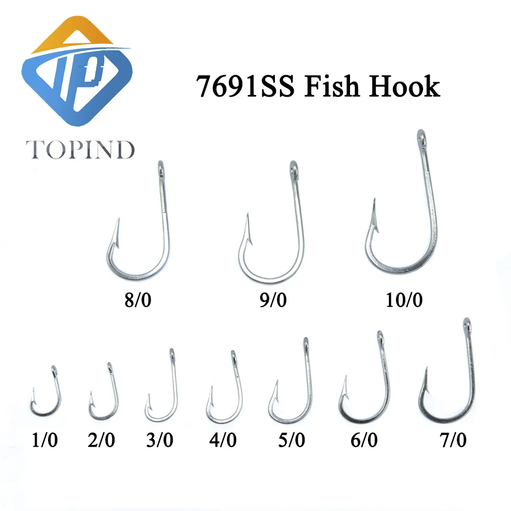 100pc 7691 3/0 10/0 stainless steel fishing hooks Crank hook Barbed