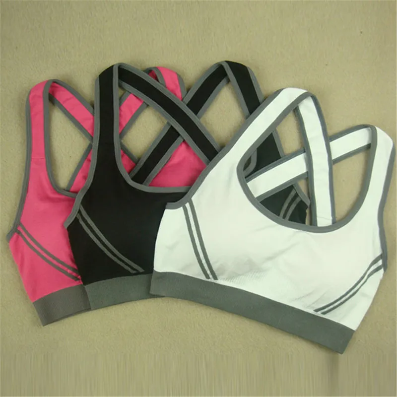 New Arrival Women Girl Stretch Athletic Sports Bras Sexy Tank Top Seamless Racer Back Fitness Bra k5