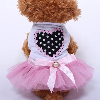 

Dog Cat Princess Dress Tutu Love Ribbon Design Pet Puppy Shirt Skirt Clothes Apparel 3 Colours 5 sizes