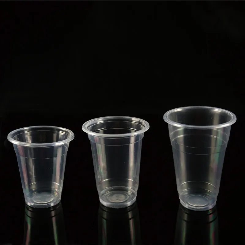 100 шт./лот одноразовые чашки уплотненные прозрачные пластиковые чашки для питья Чай сок, кофе чашки с крышкой с набор соломинок для вечеринок