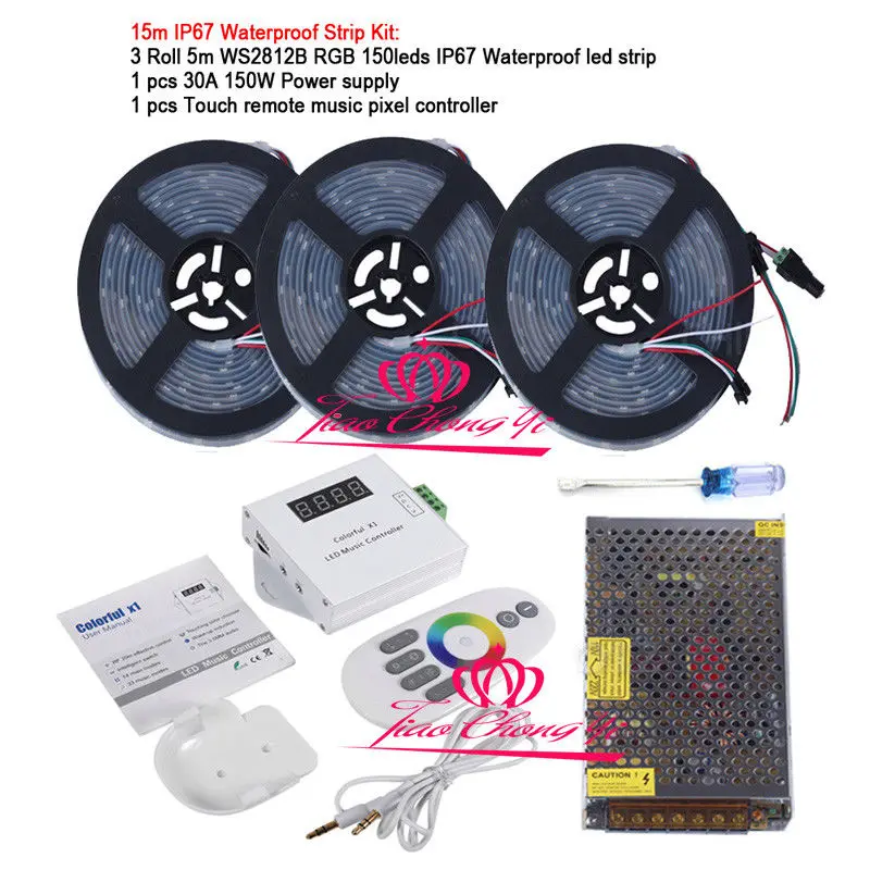 Ip67 plus Música Controlador plus Power 5 v Ws2812b Individualmente Endereçáveis Tira Conduzida Remoto 11 individually addressable led strip