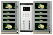 Alta definición por cable Video de la puerta sistema de intercomunicación del teléfono para multiplicar capa apartamento una cámara de 10 monitores