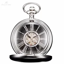 KS Retro Black Skeleton Roman Numbers Dial Silver Case Mechanical Hand Wind Male Clock Necklace Men Pocket Fob Watch / KSP032 KS Retro Black Skeleton Roman Numbers Dial Silver Case Mechanical Hand Wind Male Clock Necklace Men Pocket Fob Watch / KSP032