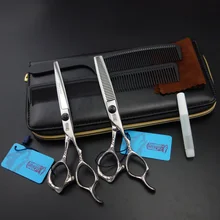 6 дюймов Sharp волк Профессиональные ножницы набор, Резка и истончение ножницы, личность Парикмахерская ножницы, масштаб резные ручки, s636