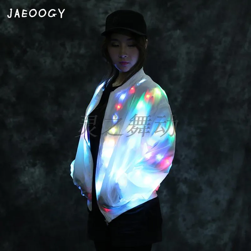 

2019 New l light coat all-match colorful light loose couple leisure disco music festival night baseball uniform female