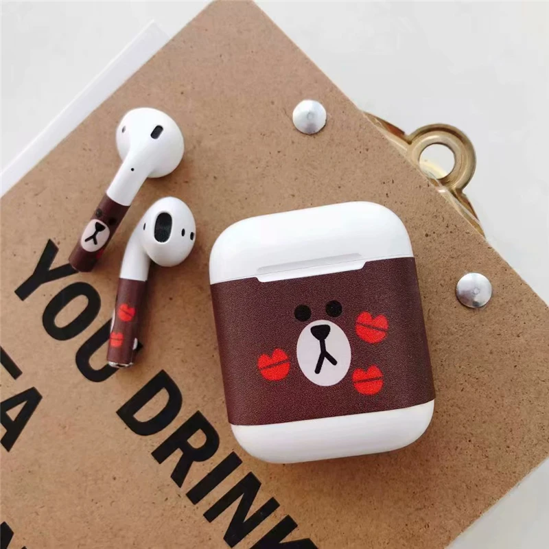 Защитная виниловая наклейка для Apple Airpods чехол стикер на полную длину для Air Pods наушники мультфильм украшения клей чехол