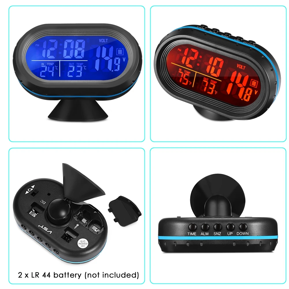 Free Shipping Car Digital LCD Clock with Thermometer and Automotive Voltmeter 4 in 1 LED dual color backlight Auto clock style Free Shipping Car Digital LCD Clock with Thermometer and Automotive Voltmeter 4 in 1 LED dual color backlight Auto clock style