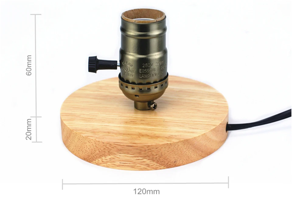Lâmpada de Mesa Suporte da Lâmpada Luz da Noite Edison Lâmpada Incandescente Cabeceira Café Retro Vintage Diamante Madeira Maciça ue - Eua Plug Ynl E27 15 Ynl edison lâmpada incandescente e27 lâmpada de
