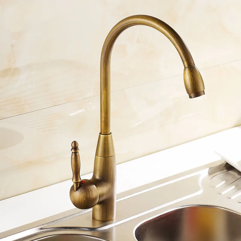 

Full European antique copper basin faucet hot and cold single handle retro basin elongated tap hole art basin kitchen faucets
