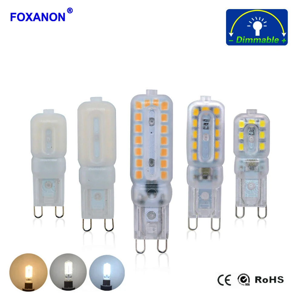 Foxanon 10 шт./лот G9 лампада светодиодный 5 W 7 W 9 W AC 220 V 110 V SMD2835 светодиодный лампы маленькая свеча свет для Люстра фонари освещения дома