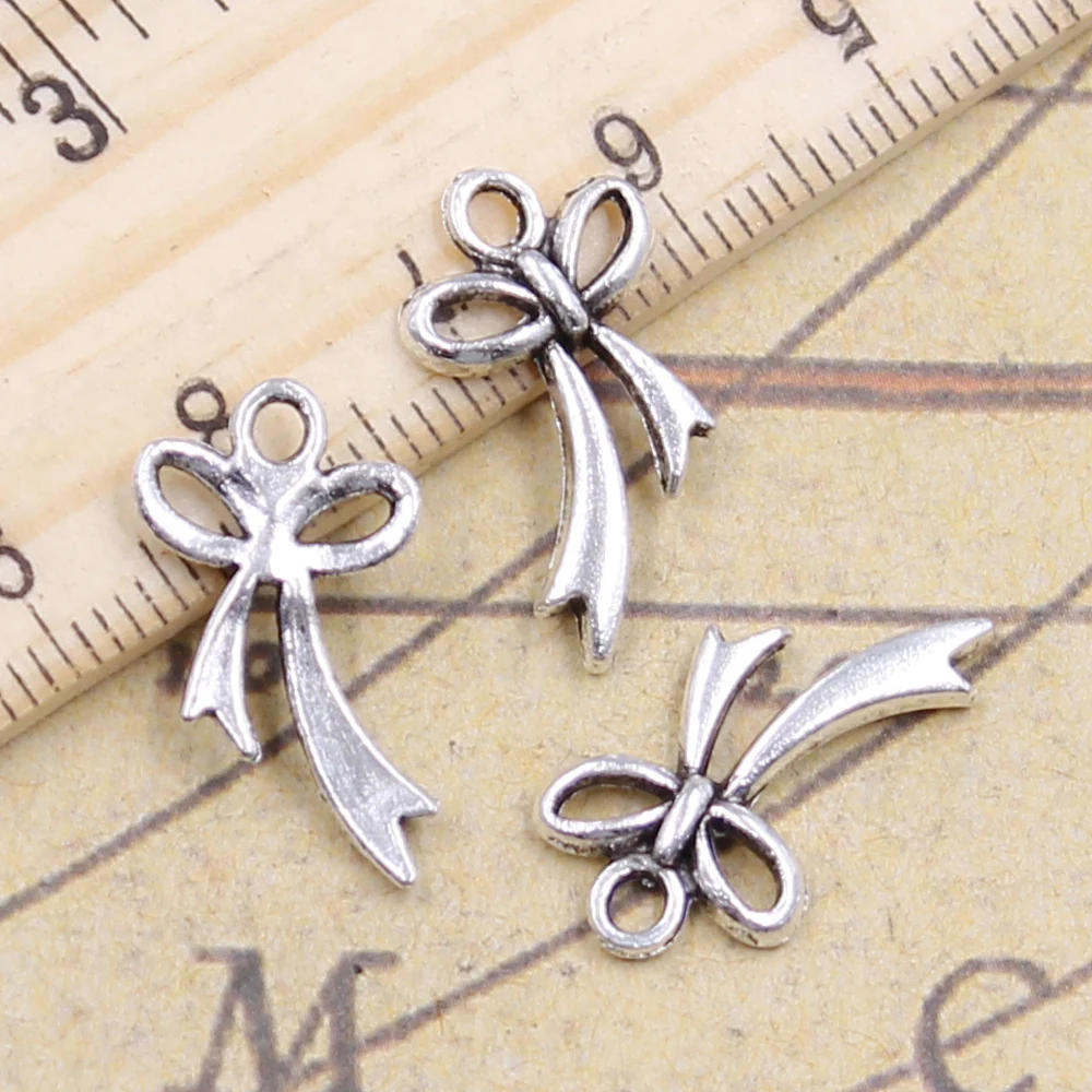 30pcs Charms Bow Bowknot 20x11mm Tibetan Silver Color Pendants Antique Jewelry Making DIY Handmade Craft Pendant | Украшения и