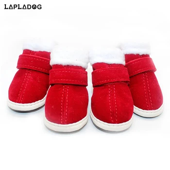 

2018 Winter pet dog shoes Buckskin puppy Red Christmas Boots chihuahua Protective Boot Small Dogs Soft Slip-resistant Sneakers