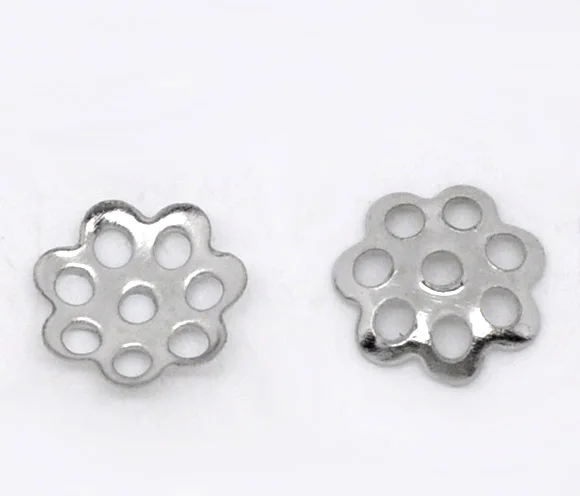 

DoreenBeads Alloy Beads Caps Flower Silver Tone (Fits 8mm-14mm Beads) Flower Hollow Pattern 6.0mm( 2/8") Dia, 500 PCs 2015 new