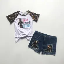 Новое поступление; летняя детская одежда для маленьких девочек; леопардовые джинсовые шорты y'all need Jesus; молочный шелк; Хлопок; оборки; цвет серый; yop
