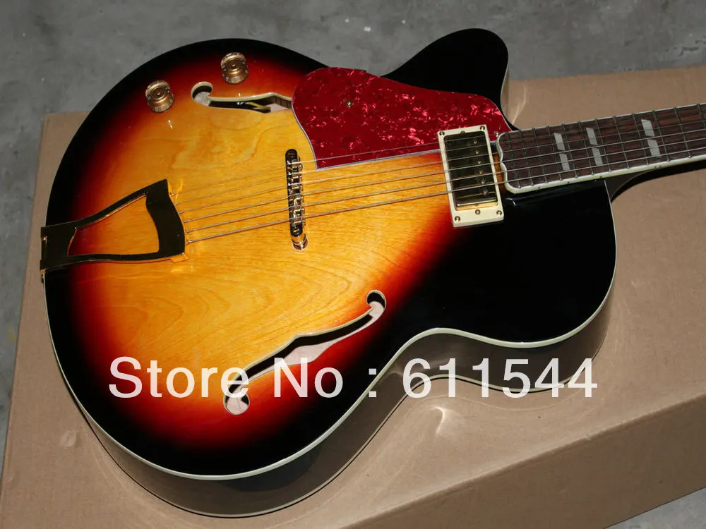

Left Handed Sunburst One Pickup Custom Shop Jazz Guitar Wholesale Free Shipping