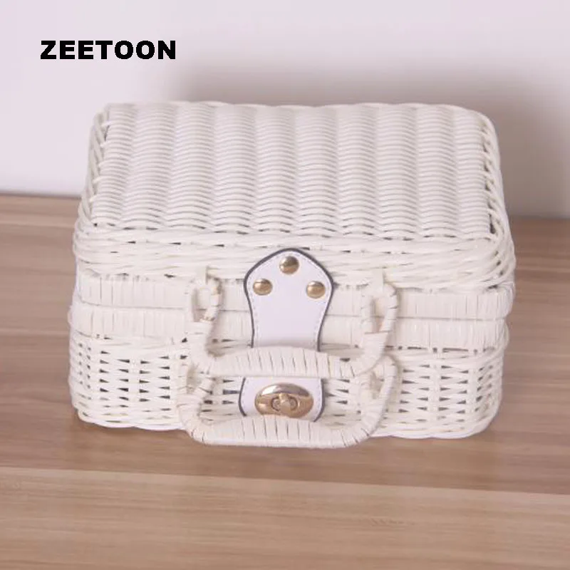  Color Handmade Rattan Weave Outdoor Travel Portable Storage Box for Kung Fu Tea Set Picnic Cosmetic