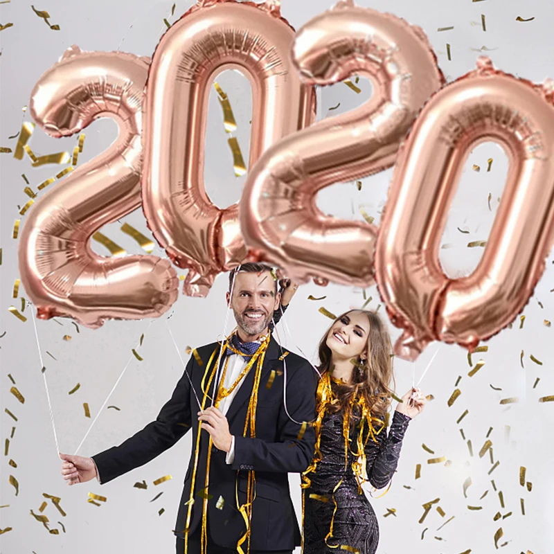 Chicinlife 4 шт 16 дюймов 2020 количество фольгированных воздушных шаров с новогодним