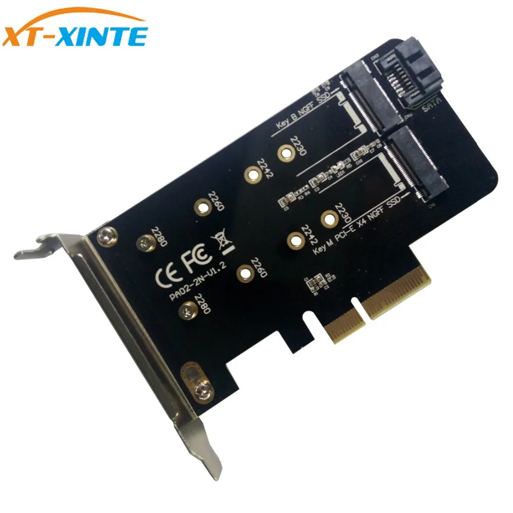 

2 ports M.2 PCIE Adapter Card of M key M.2 NGFF SSD to PCI-E X4 Adapter and B key M.2 NGFF SSD to SATA Adaptor+7pin SATA Cable