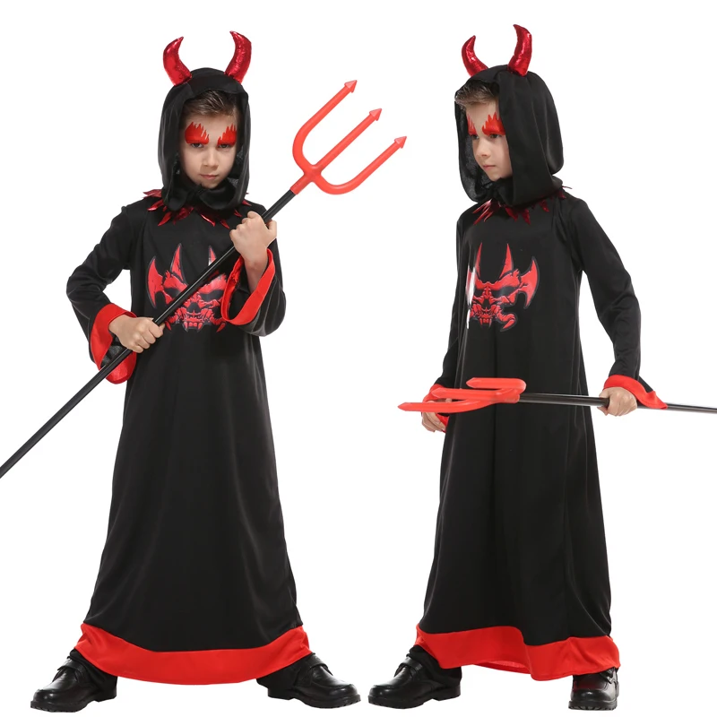 Kids Boys Black Devil Costume Christmas Carnival Halloween Masquerade