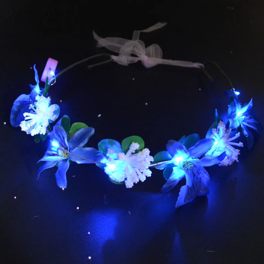 

1pcs Led Light up Lady Girl Sweet Princess Headband Floral Crown Flower Headband Wedding Party Hair Wreath Boho Bridal Headdress