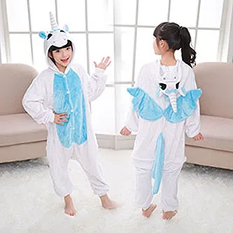 Baby Boys Girls Pajamas Autumn Winter Children Flannel Warm animal penguin Stitch panda Onesie Sleepwear Pajamas for 3 5 7 9 12Y - Цвет: as picture