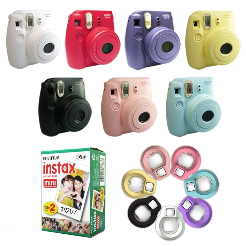 Fuji Fujifilm Instax Mini 8 Instant Camera Black White Pink Blue Raspberry Grape Film Close Up Lens Camera Trail Camera Trackcamera Lens Brush Aliexpress
