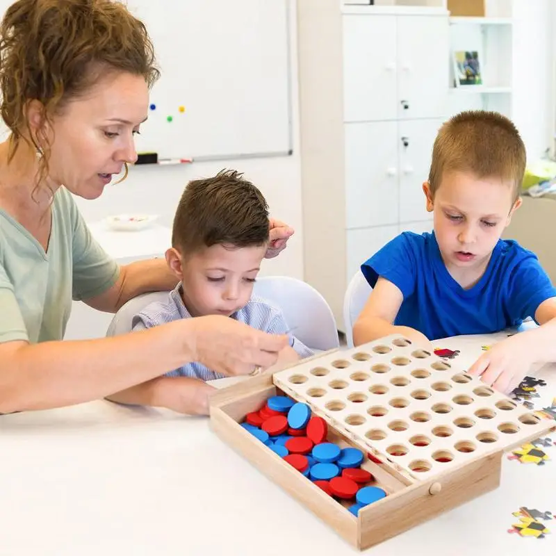 

Wooden Educational Toy Bingo Game Toy Line Up Classic Family Board Fun Deloping Exploring Ability Baby Kids Gifts