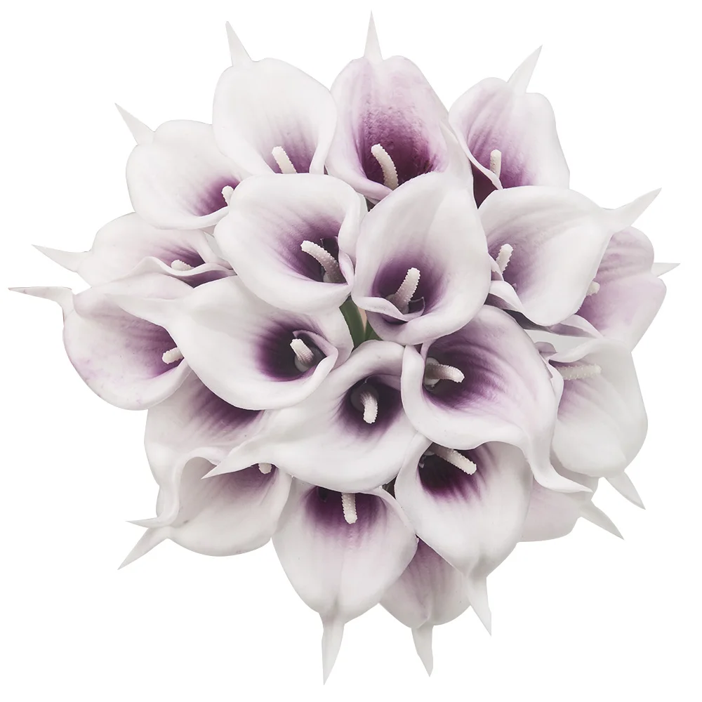 Zonaflor 20 шт./лот декоративные цветы Калла Лилия искусственный цветок полиуретан с эффектом реального прикосновения украшение дома вечерние Свадебный букет цветов - Цвет: white purple