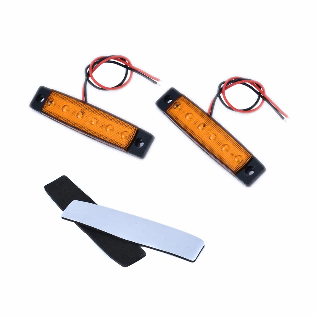 30pcs/set 24V 6LED Truck Trailer Bus Side Marker Indicators Light Red+White+Yellow External Lights for Auto Car
